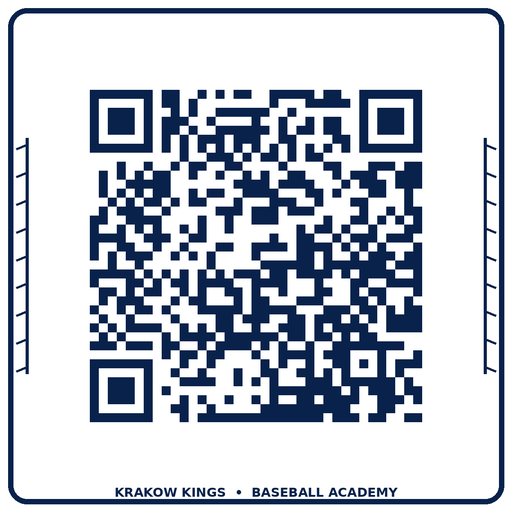 QR code linking to the Krakow Kings Baseball Academy portal
